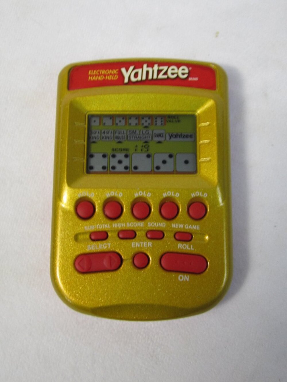 Vintage 2002 Hasbro Yahtzee Handheld Electronic Game Gold - Tested Works